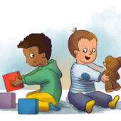 Illustration von zwei Kindern beim spielen