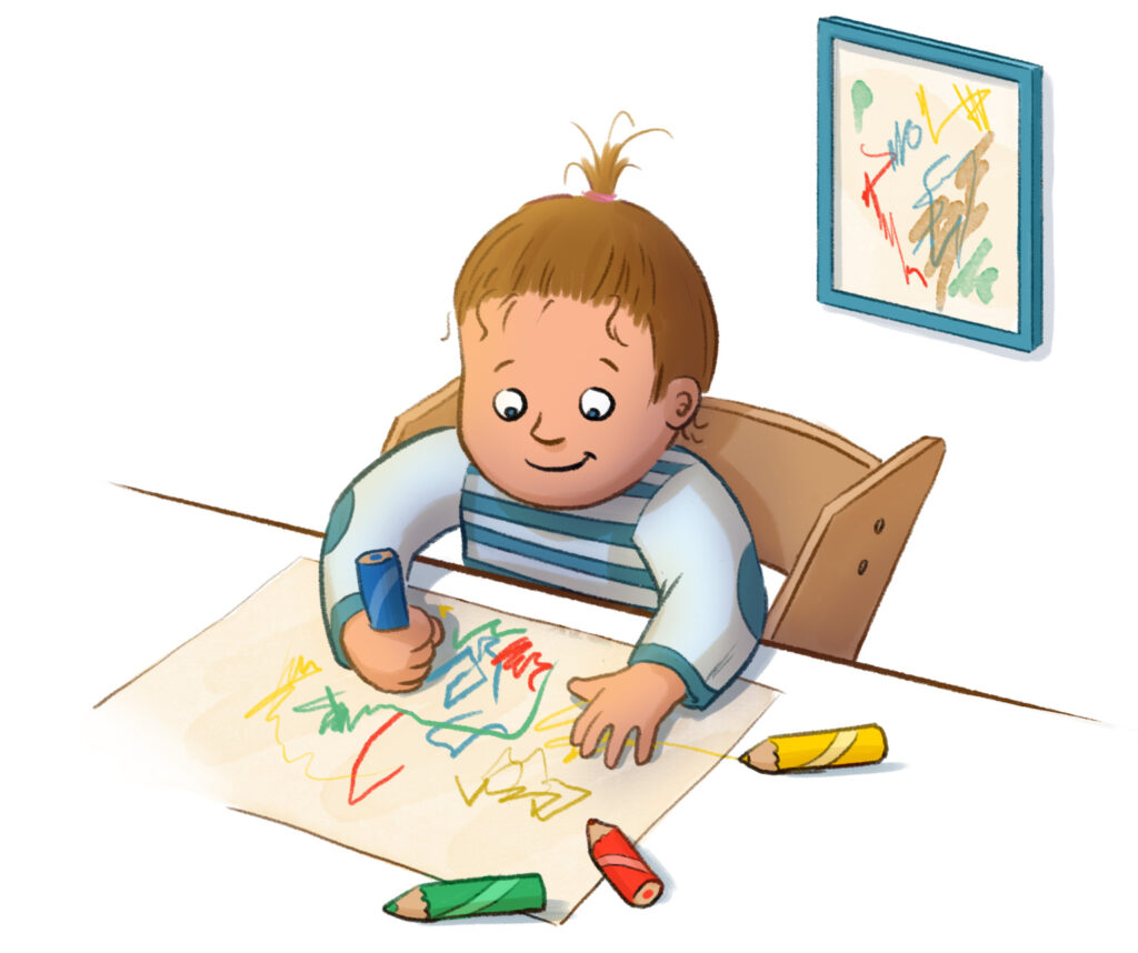 Illustration eines Kindes beim Malen
