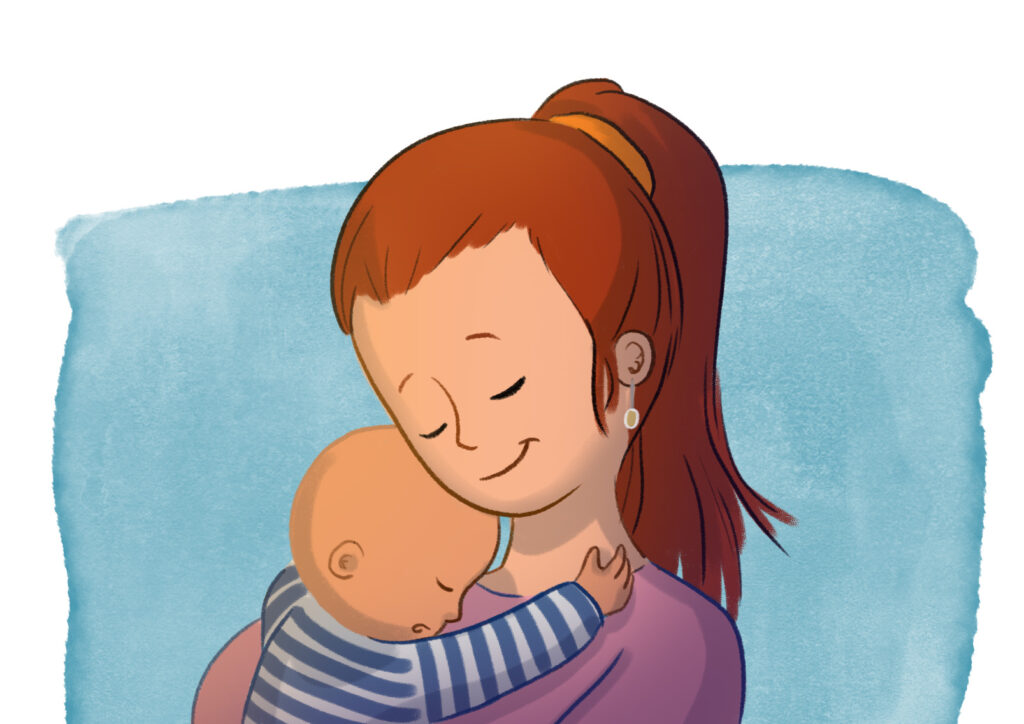 Illlustration einer Mutter mit Baby auf dem Arm